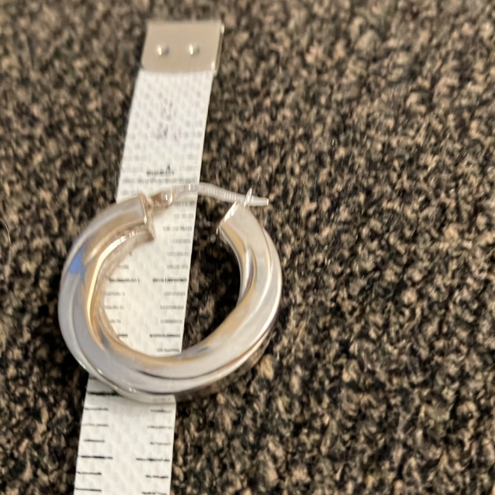 FINAL SALE 14k white gold hoops. - Picture 3 of 5